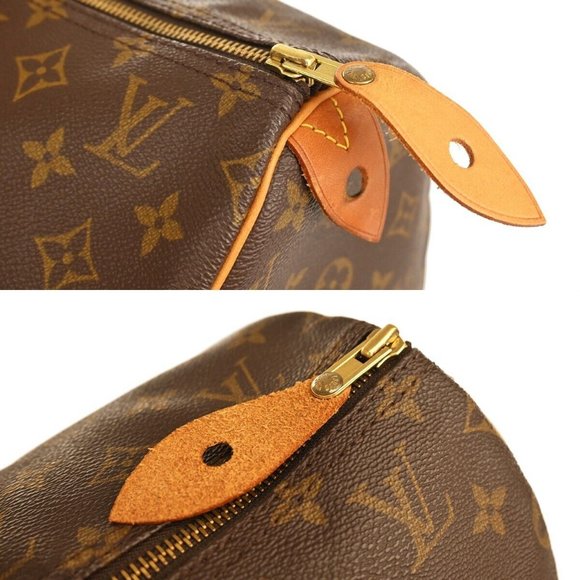 Authentic LOUIS VUITTON Speedy Travel Hand Bag Monogram Leather Brown - Picture 9 of 16